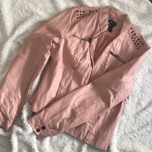 Studded pink leather jacket